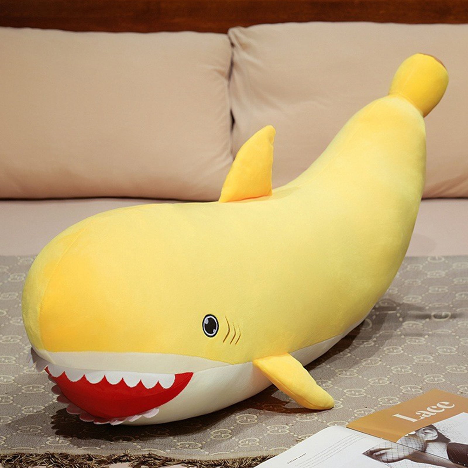 Banana Shark Plush Toy 24" Shark Stuffed Animal Large Fluffy Banana