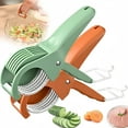 thumbnail image 1 of Banana Slicer Fruit Peeler, Stainless Steel Manual Vegetable Cutter Kitchen Gadget, Multifunctional Easy Even Slices, Green, 1 Pack, 1 of 3