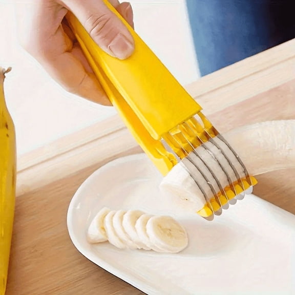 Unbranded Banana Slicer One Press Bladeless Yellow 1 Pack