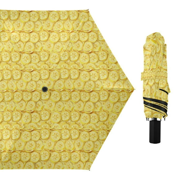 Banana Slices Compact Sun Umbrella Windproof Travel Umbrellas for Rain Strong Portable UV Protection
