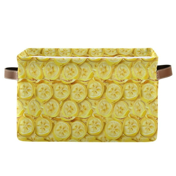 Banana Slices Storage Bins with Handle Fabric Organizer Basket Foldable Box 1 Pack 14.2x10.2x8.3