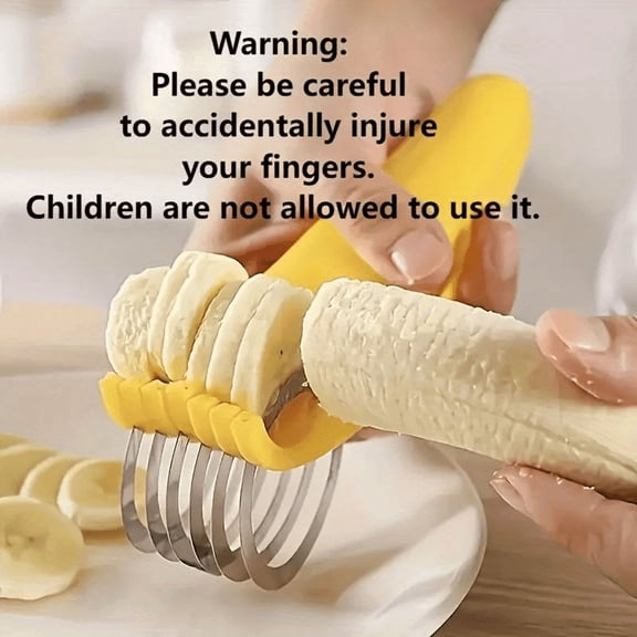 Banana Slicing Tool, One Press Fruit Slicer, Bladeless Banana Cutter, Kitchen Gadget for Yogurt Toppings, Smoothie Bowls, Oatmeal, Cereal and Fruit Snacks