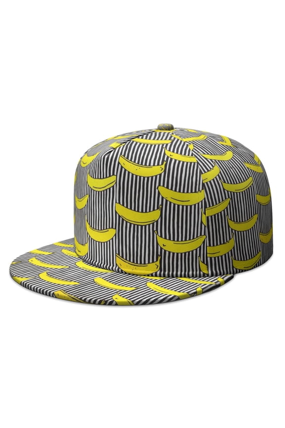 Banana Snapback Hat - Sweet Tropical Fruit Print Adjustable Cap, Kawaii Banana Lover Design with Cute Cartoon Aesthetic