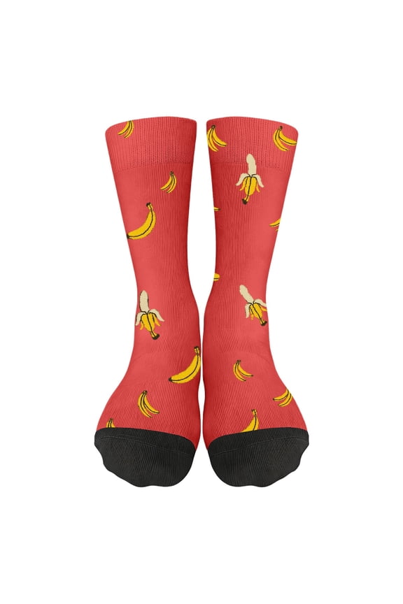Banana Socks Blue Banana Socks Athletic Sport Novelty Crew Socks for Men Women, Cute Casual Crazy Dress Socks Birthday Gift Red