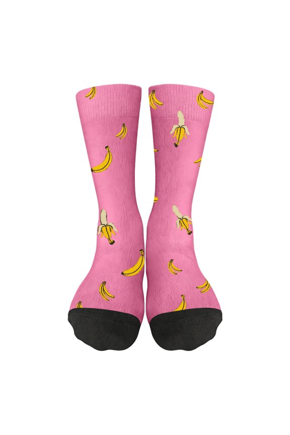 Banana Socks Novelty Fun Pattern Crew Socks for Men and Women Cute Design Comfortable Stretch Fit Unisex Socks for Casual Wear and Gift Giving