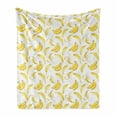 thumbnail image 1 of Banana Soft Flannel Fleece Throw Blanket, Repeated Pattern Watercolor Design Fruit Sketch on Plain Background, Cozy Plush for Indoor and Outdoor Use, 50" x 60", White and Pastel Yellow, by Ambesonne, 1 of 6