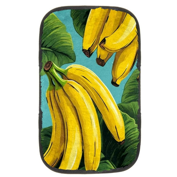 Banana Soft Furry Printed Car Armrest Mat, Armrest Accessory Cover 12.5x8.2 Inch Comfortable