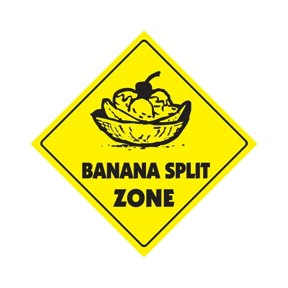 Banana Split Crossing Sign Zone Xing | Indoor/Outdoor | 12" Tall ice cream icecream sundae fudge