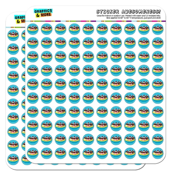 Banana Split Ice Cream Dessert 1/2" (0.5") Scrapbooking Crafting Stickers