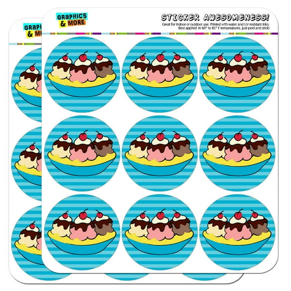 Banana Split Ice Cream Dessert 2" Scrapbooking Crafting Stickers