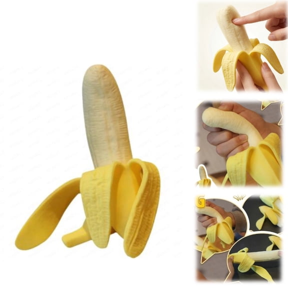 Banana Squishies Fidget Toys for Adults, Squeeze Toys Sensory Toys for Kids with Autism, Anxiety Relief Gift Novelty Squishy Gift, Scented Simulation Fake Bananas