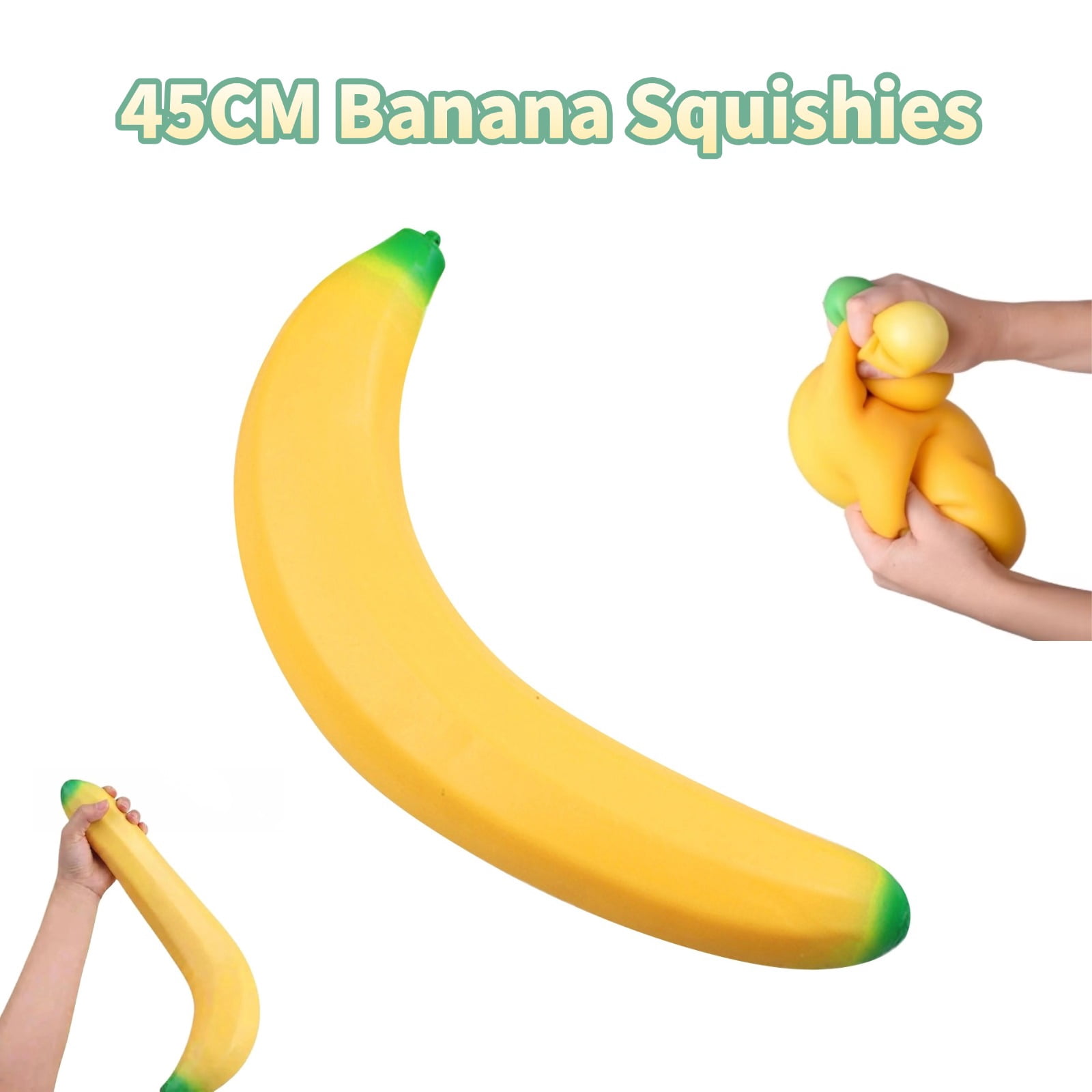 Banana Squishies, Fidget Toys Adults & Teens, Easter Basket Stuffers, Banana HTF Stretchy Sparkling Stress Relief Collectible, Sensory Stress Squeeze Toys,1PCS