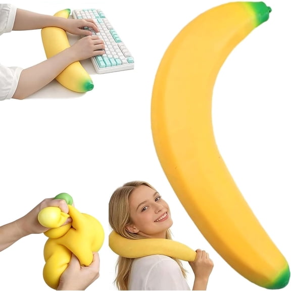Banana Squishy, 18Inch Jumbo Realistic Moldable Soft Slow Rising Stress Ball For Adults, Party Favor(RL)