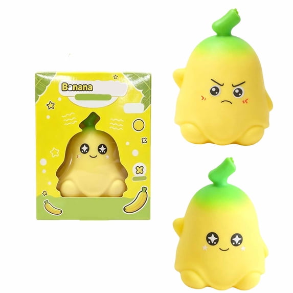 Banana Squishy Fidget Toy Stress Relief Slow Rising Squeeze Ball for Kids Adults Cute Cartoon Squishies Classroom Sensory Travel Portable Party Fun