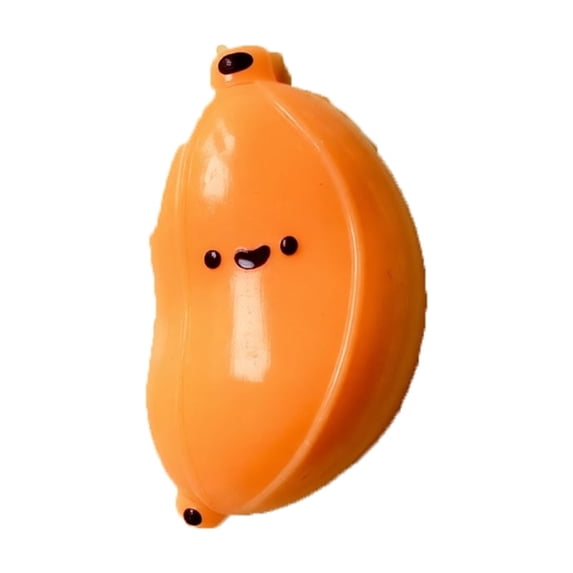 Banana Squishy Toy with Face, 1-Pack, Orange, for Kids and Adults