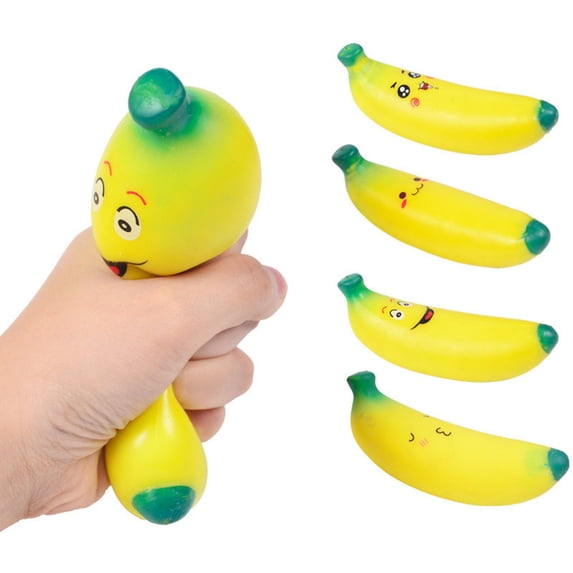 Banana Squishy Toys Squeeze Banana Stress Ball Bananacake Toys Sensory Squishy Miniatures Novelty Fidget Toy Stress Relief Gifts Adults Kids Party Favors Autism Sensory Toys ADHD Focus