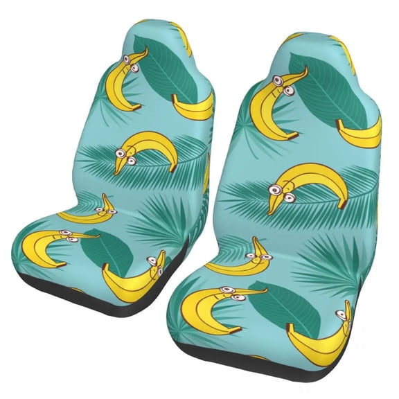 Banana Summer Fruits Universal Car Seat Cover Protector Interior Accessories Tropical Palm Leaves Rear Flocking Cloth Cushion