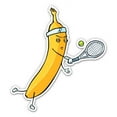thumbnail image 1 of Banana Tennis Funny Cartoon - 5" Vinyl Sticker - For Car Laptop I-Pad - Waterproof Decal, 1 of 1