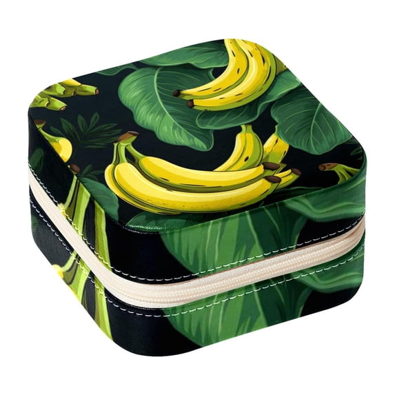 Banana Travel Portable Square Jewelry Stand with Box, Display, and Bracelet Holder - Ideal for Rings, Earrings, Necklaces, and More - Suitable for Girls and Women