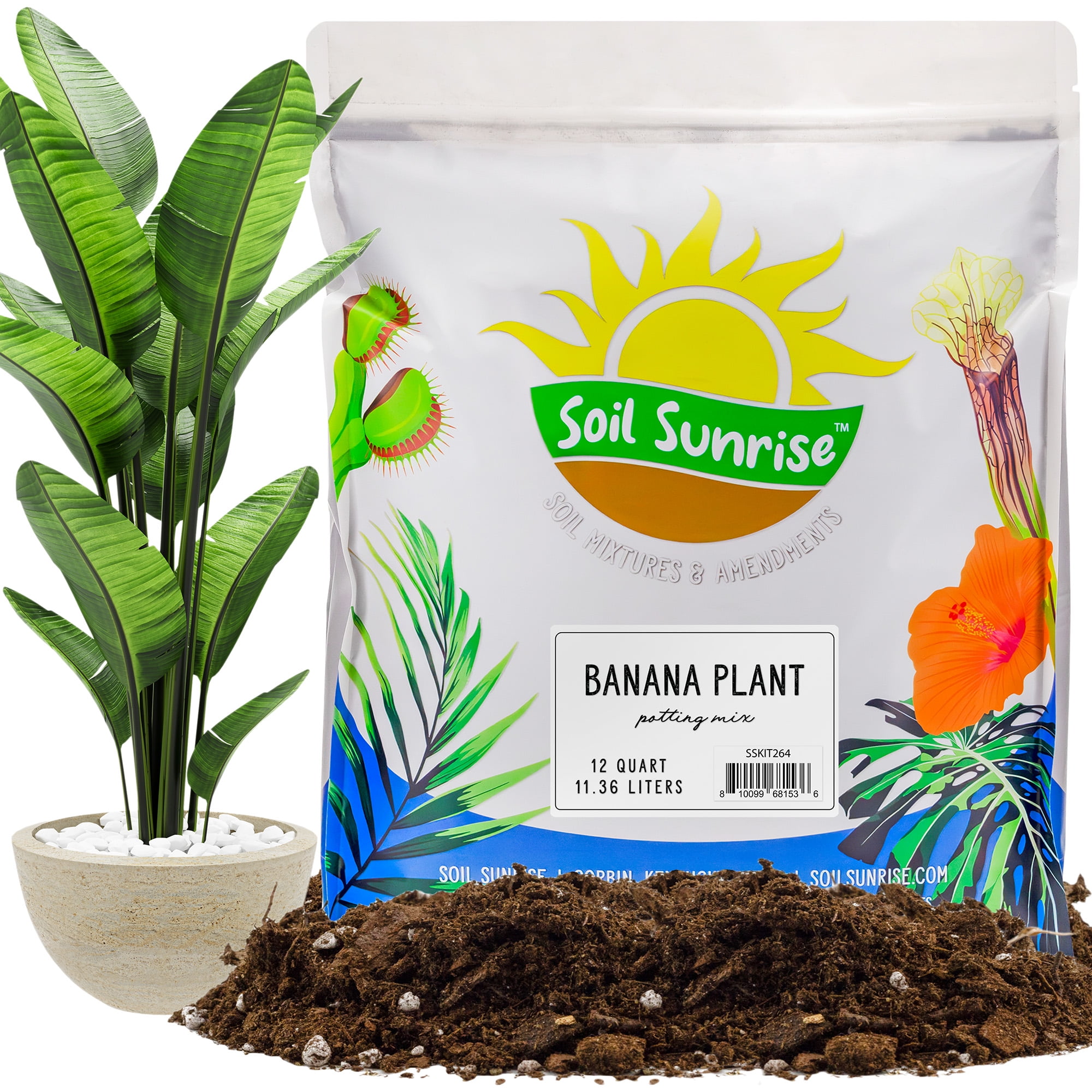 Banana Tree Potting Soil Mix (12 Quarts), Hand Blended Mixture for