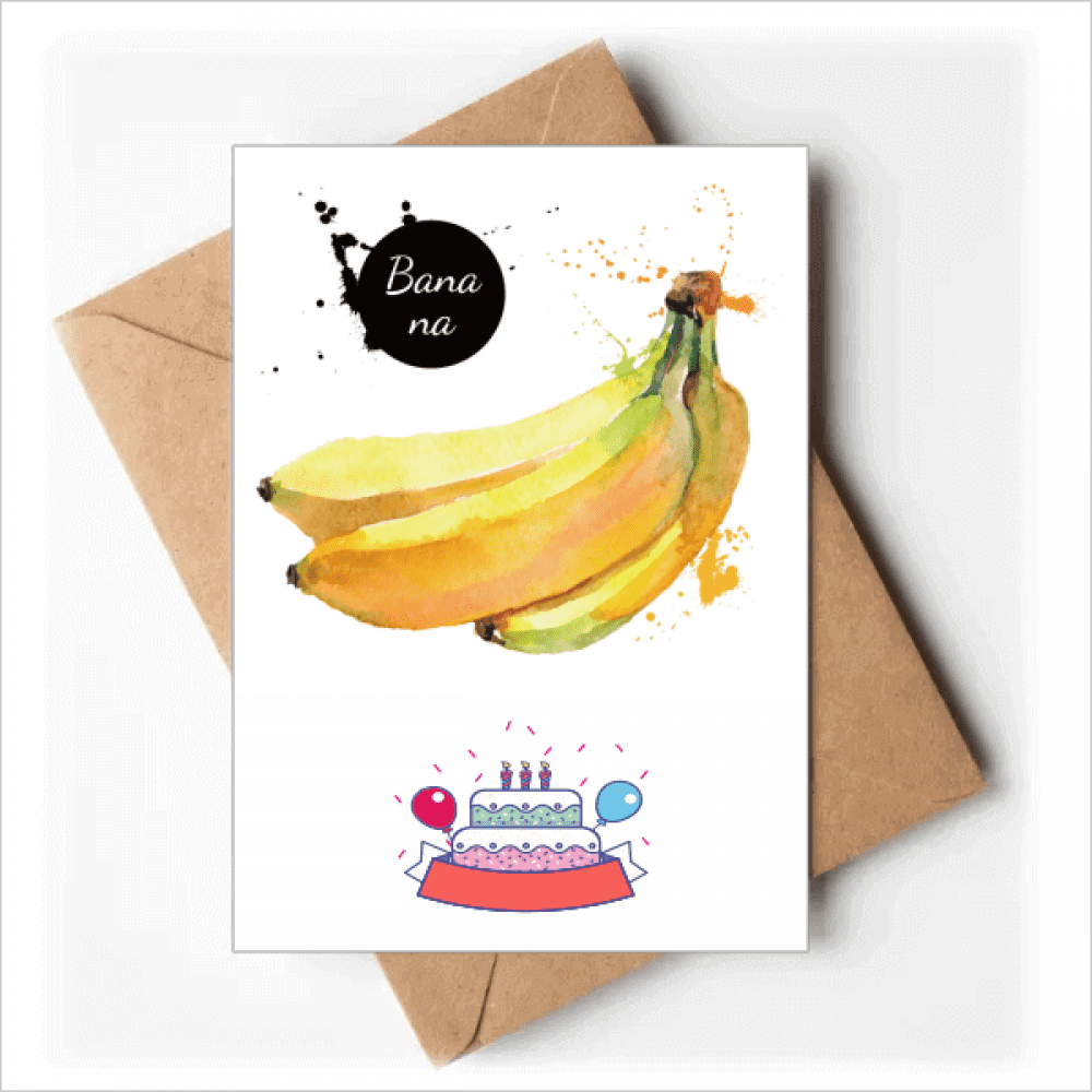 Banana Watercolor Fruit Tasty Health Happy Birthday Greeting Cards Envelopes Blank