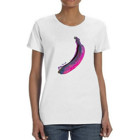 Banana With Purple Neon Paint Shaped T-Shirt Women -Image by Shutterstock, Female Large