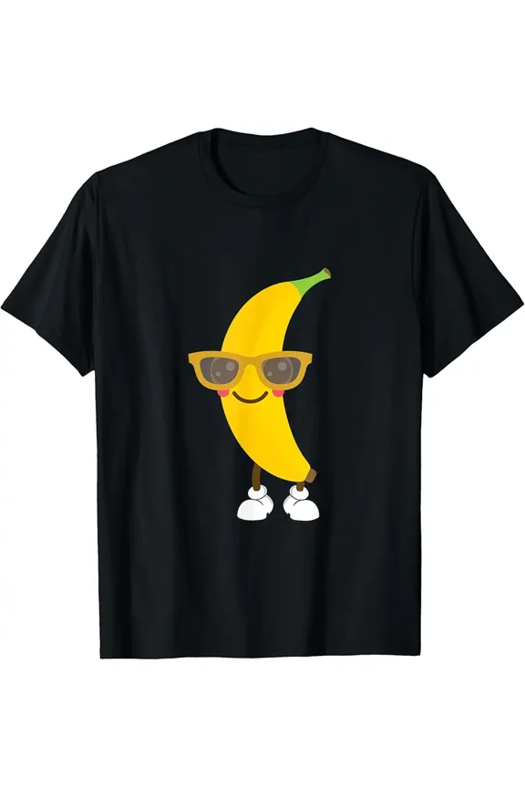 Banana With Sunglasses And Red Cheeks Funny Cartoon T-Shirt
