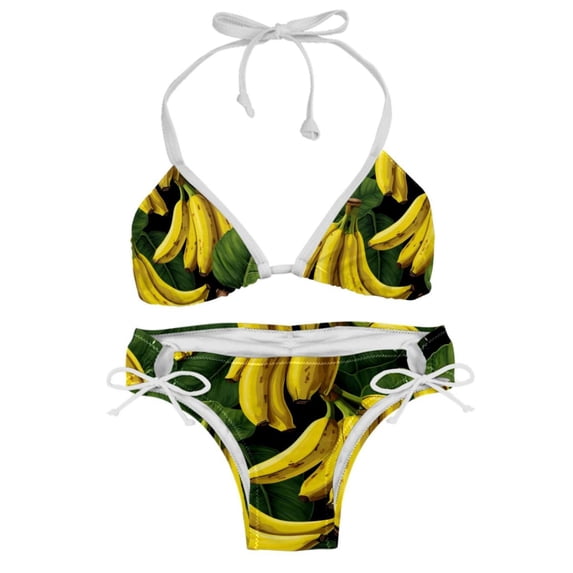 Banana Women's Bikini Set with Detachable Sponge, Adjustable Strap | 2-Pack, Beachwear, Poolside, Swimsuit.