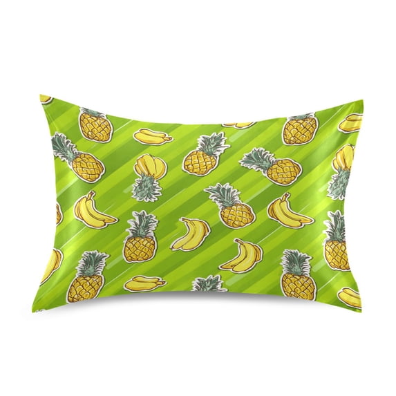 Banana and Pineapple Pattern Pillowcase King Size 40''x20'' Satin Double-Sided Print Soft Wrinkle Resistant