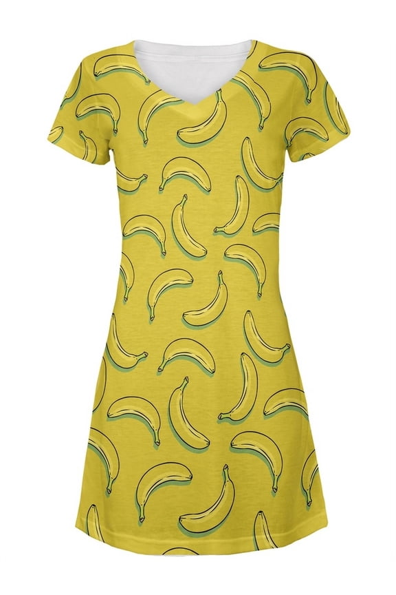 Bananas All Over Juniors V-Neck Dress