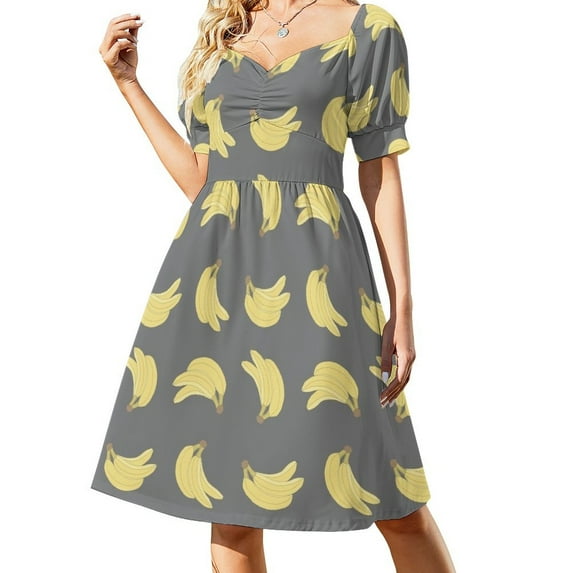 Bananas - Banana Print and Pattern Sleeveless Dress Long dress wedding dresses for woman