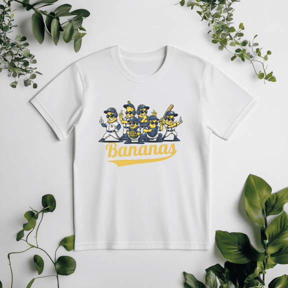 Bananas Baseball, Funny Sports Team T-Shirt for Baseball Fans Unisex, up to size 5XL