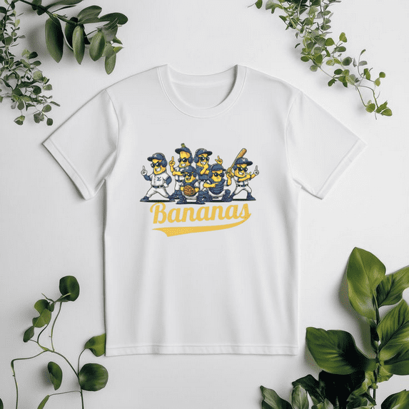 Bananas Baseball, Funny Sports Team T-Shirt for Baseball Fans Unisex, up to size 5XL