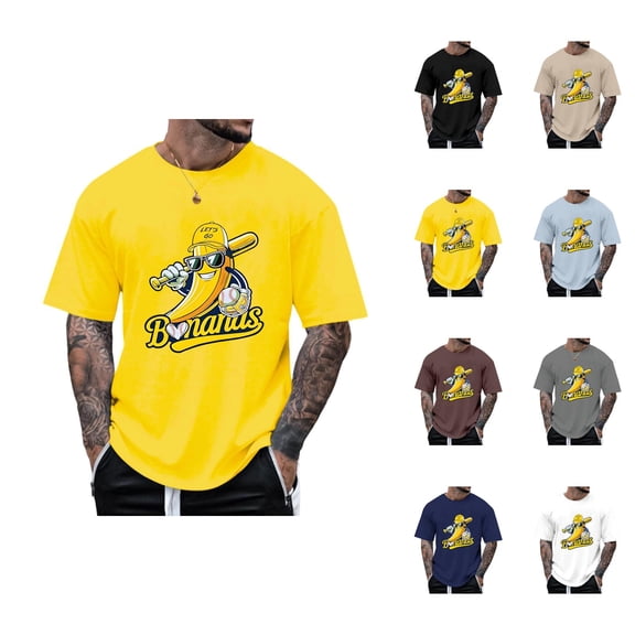 Bananas Baseball Graphic Tees for Men 2026 Summer Casual Short Sleeve Crewneck Funny Baseball Player T Shirts
