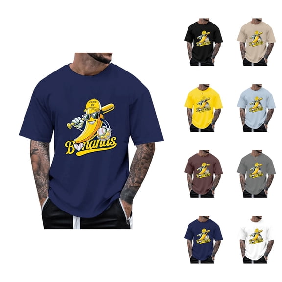 Bananas Baseball Graphic Tees for Men 2026 Summer Casual Short Sleeve Crewneck Funny Baseball Player T Shirts