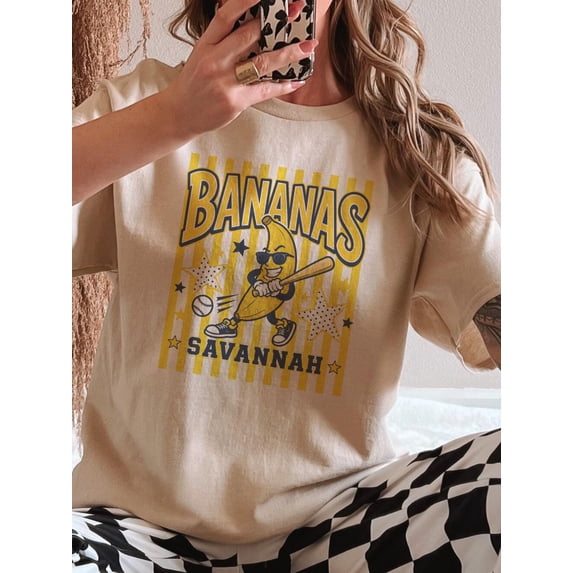 Bananas Baseball Shirt, Savannah Baseball Tee, Banana Ball Shirt, Funny Baseball Graphic Tee, Yellow Striped Sports Shirt, Unisex T-Shirt