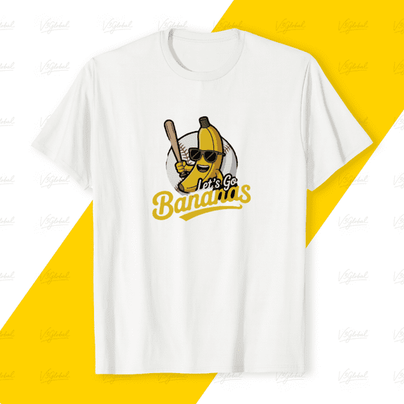 Bananas Baseball Toddler Funny Mascot Let's Go Fan Tee Unisex T-Shirt, up to size 5XL