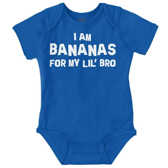 Bananas For Lil Bro Younger Brother Romper Boys or Girls Infant Baby Brisco Brands 12M