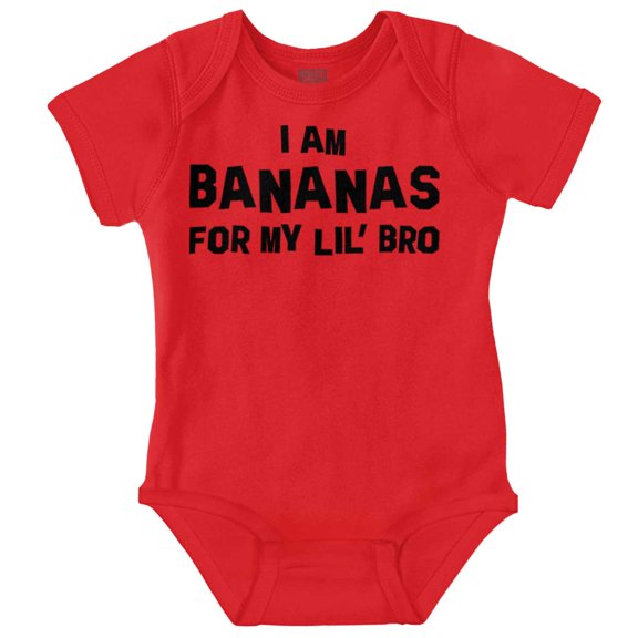 Bananas For Lil Bro Younger Brother Romper Boys or Girls Infant Baby Brisco Brands 12M