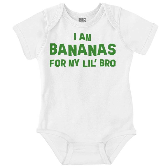 Bananas For Lil Bro Younger Brother Romper Boys or Girls Infant Baby Brisco Brands 24M