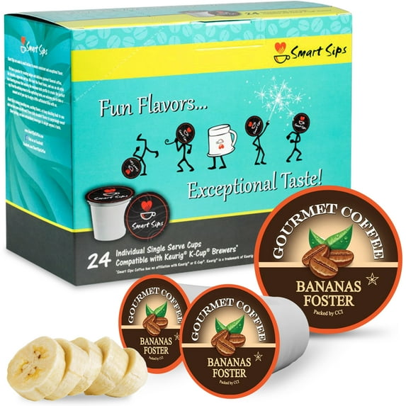 Bananas Foster Coffee, Medium Roast, Gourmet Flavored Coffee Pods for Keurig K-cup Brewers, 48 Count