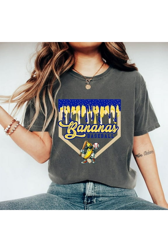 Bananas Funny Baseball T-Shirt, Jersey Style Sports Fan Gift, Custom Graphic Tee, Hoodie or Long Sleeve Shirt, Gift for Him or Her BTO06