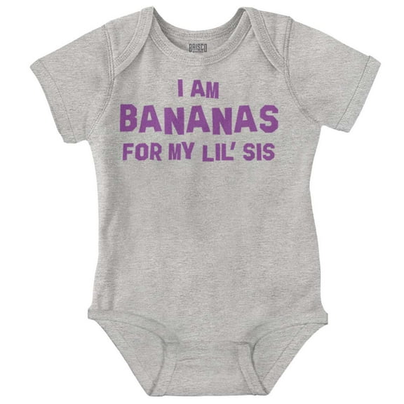 Bananas Little Sister Cute Big Sis Romper Boys or Girls Infant Baby Brisco Brands 12M