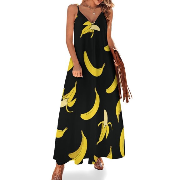 Bananas On Black Background Sleeveless Dress Dresses Women Summer Women's Summer Clothing
