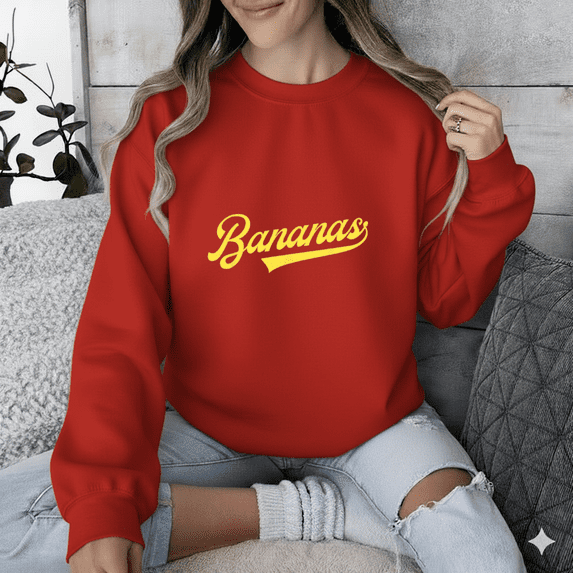 Bananas Retro Script Typography Classic Vintage Graphic Sweatshirt up ...