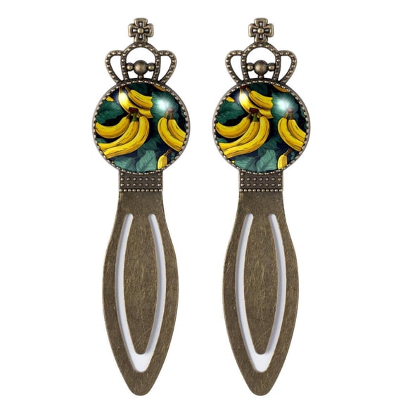 Bananas Vintage Copper Crown-Shaped Bookmarks: Stainless Steel Material, a Gift for Readers and Book Lovers - Each Set Includes Two Bookmarks