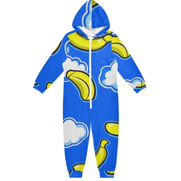 Bananas and Sky One Piece Pajamas Soft Jumpsuit Cozy Sleep and Play Romper Zipper and Pockets 4T