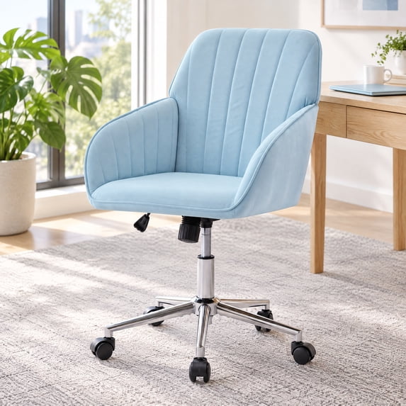 Bananister Home Velvet Office Chair with Metal Base and Height ...