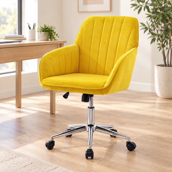 Bananister Home Velvet Office Chair with Metal Base and Height ...