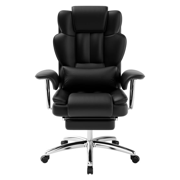 Peispie Big and Tall Office Chair 400LBS, 160° High Back Reclining Office Desk Chair with Wide Seat, Arms, Footrest, Black